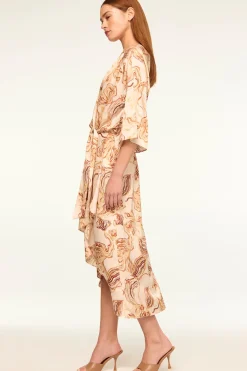 MISA Los Angeles Midi|Dresses>ADINA DRESS Goldenstrawsatin