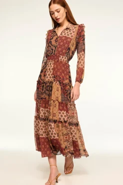 MISA Los Angeles Long-sleeve|Misa Classics>AHREANA DRESS Surrealpatchworkchiffon
