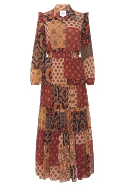 MISA Los Angeles Long-sleeve|Misa Classics>AHREANA DRESS Surrealpatchworkchiffon