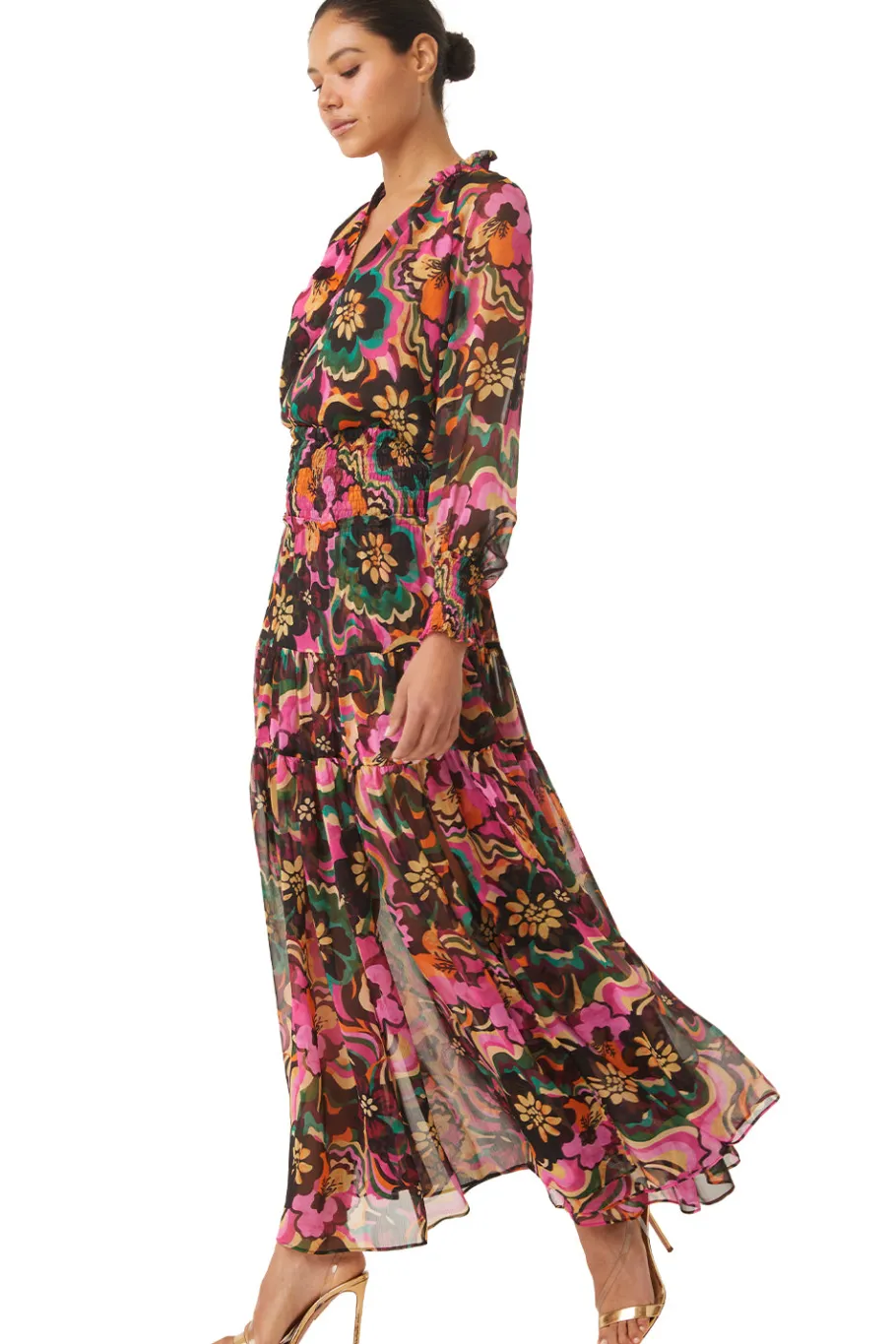 MISA Los Angeles Tops>ALEXIS TOP Floragroovechiffon