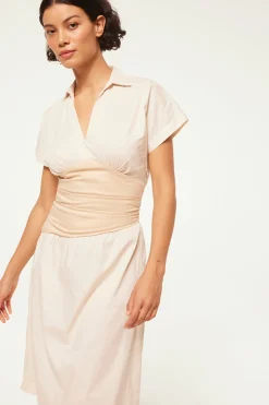 MISA Los Angeles Midi|Dresses>ANTONELLA DRESS Ivorylinenmix