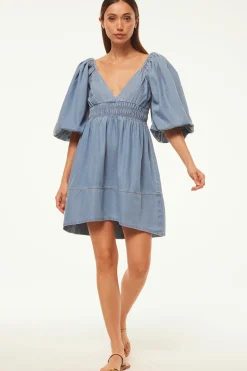 MISA Los Angeles Mini|Dresses>ARYN DRESS Bluechambray