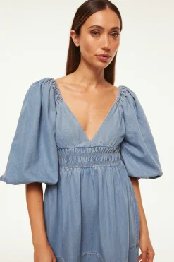 MISA Los Angeles Mini|Dresses>ARYN DRESS Bluechambray