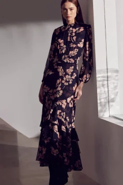 MISA Los Angeles Wedding Guest|Long-sleeve>AUDREY DRESS Auricflora