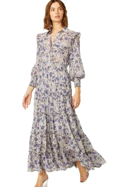 MISA Los Angeles Engagement Party|Long-sleeve>AYDENIZ DRESS Ceruleanfloral