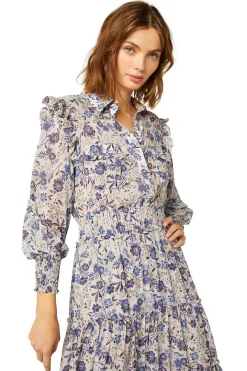 MISA Los Angeles Engagement Party|Long-sleeve>AYDENIZ DRESS Ceruleanfloral