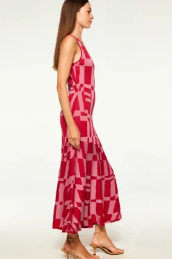 MISA Los Angeles Wedding Guest|Maxi>BRENNA DRESS Pinku0026red
