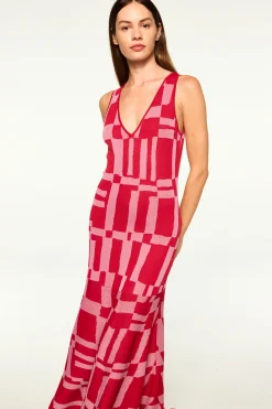 MISA Los Angeles Wedding Guest|Maxi>BRENNA DRESS Pinku0026red