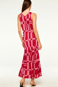 MISA Los Angeles Wedding Guest|Maxi>BRENNA DRESS Pinku0026red