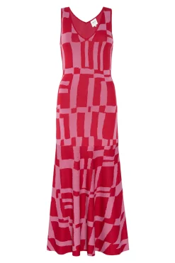 MISA Los Angeles Wedding Guest|Maxi>BRENNA DRESS Pinku0026red