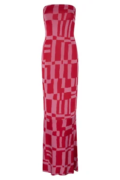 MISA Los Angeles Wedding Guest|Maxi>CANDICE DRESS Pinku0026red