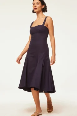 MISA Los Angeles Midi|Dresses>CHERISH DRESS Navylinen