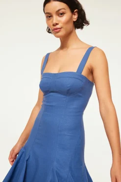 MISA Los Angeles Midi|Dresses>CHERISH DRESS Bluelinen