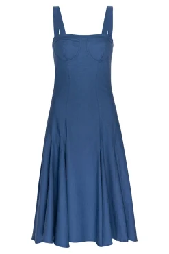 MISA Los Angeles Midi|Dresses>CHERISH DRESS Bluelinen