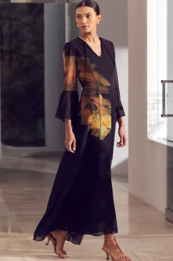 MISA Los Angeles Wedding Guest|Long-sleeve>CLAIRE DRESS Yellowrosechiffon