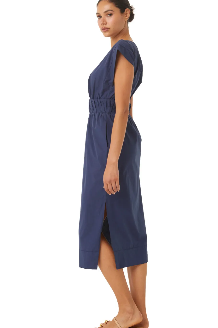MISA Los Angeles Cut-out|Midi>CLAUDINE DRESS Midnightbluepoplin