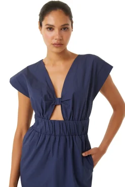MISA Los Angeles Cut-out|Midi>CLAUDINE DRESS Midnightbluepoplin