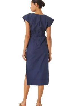 MISA Los Angeles Cut-out|Midi>CLAUDINE DRESS Midnightbluepoplin