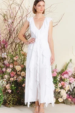 MISA Los Angeles Classic White|Maxi>CLAUDITA DRESS White