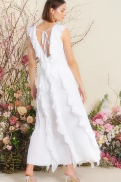 MISA Los Angeles Classic White|Maxi>CLAUDITA DRESS White