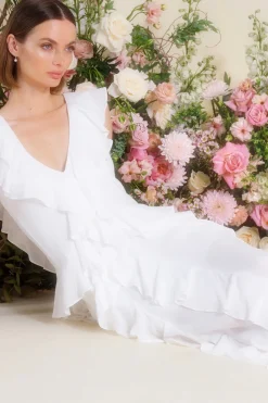 MISA Los Angeles Classic White|Maxi>CLAUDITA DRESS White