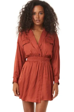 MISA Los Angeles Long-sleeve|Mini>DANIELLE DRESS Burntorangesatin