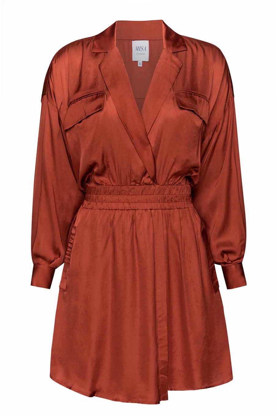 MISA Los Angeles Long-sleeve|Mini>DANIELLE DRESS Burntorangesatin