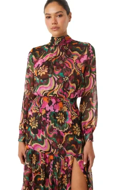 MISA Los Angeles Wedding Guest|Long-sleeve>DAPHNE DRESS Floragroovechiffon