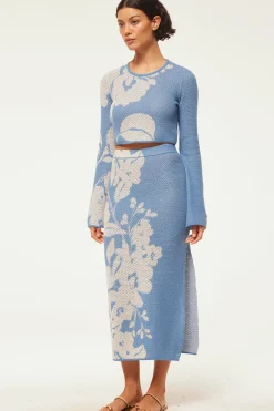 MISA Los Angeles Knits|Matching Sets>DARA SKIRT Bluehibiscusflora