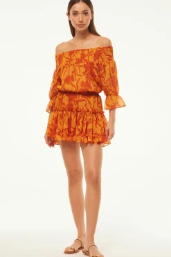 MISA Los Angeles Honeymoon|Misa Classics>DARLA DRESS Atlasfloralpersimmon