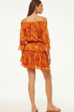 MISA Los Angeles Honeymoon|Misa Classics>DARLA DRESS Atlasfloralpersimmon