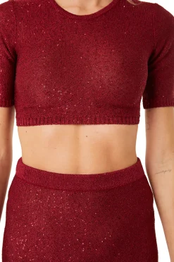 MISA Los Angeles Knits|Matching Sets>DARYA TOP Lipstickred