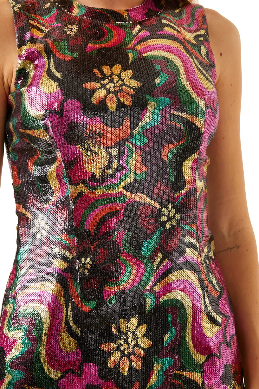 MISA Los Angeles Wedding Guest|Mini>EDIE DRESS Floragroovesequin