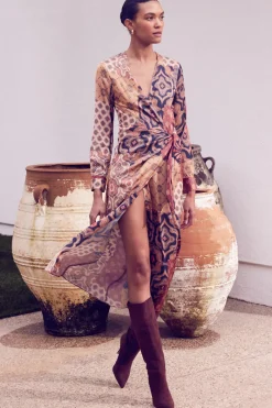 MISA Los Angeles Wedding Guest|Long-sleeve>ELIZA DRESS Surrealpatchworksatin