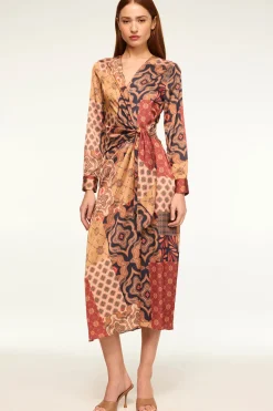 MISA Los Angeles Wedding Guest|Long-sleeve>ELIZA DRESS Surrealpatchworksatin