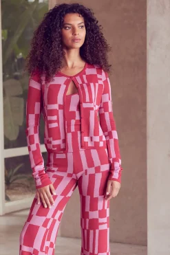 MISA Los Angeles Knits|Matching Sets>ELVIN CARDIGAN Pinku0026red