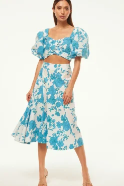 MISA Los Angeles Honeymoon|Matching Sets>EMMA SKIRT Turquoiseflorapoplin