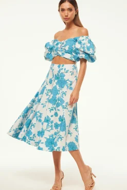 MISA Los Angeles Honeymoon|Matching Sets>EMMA SKIRT Turquoiseflorapoplin
