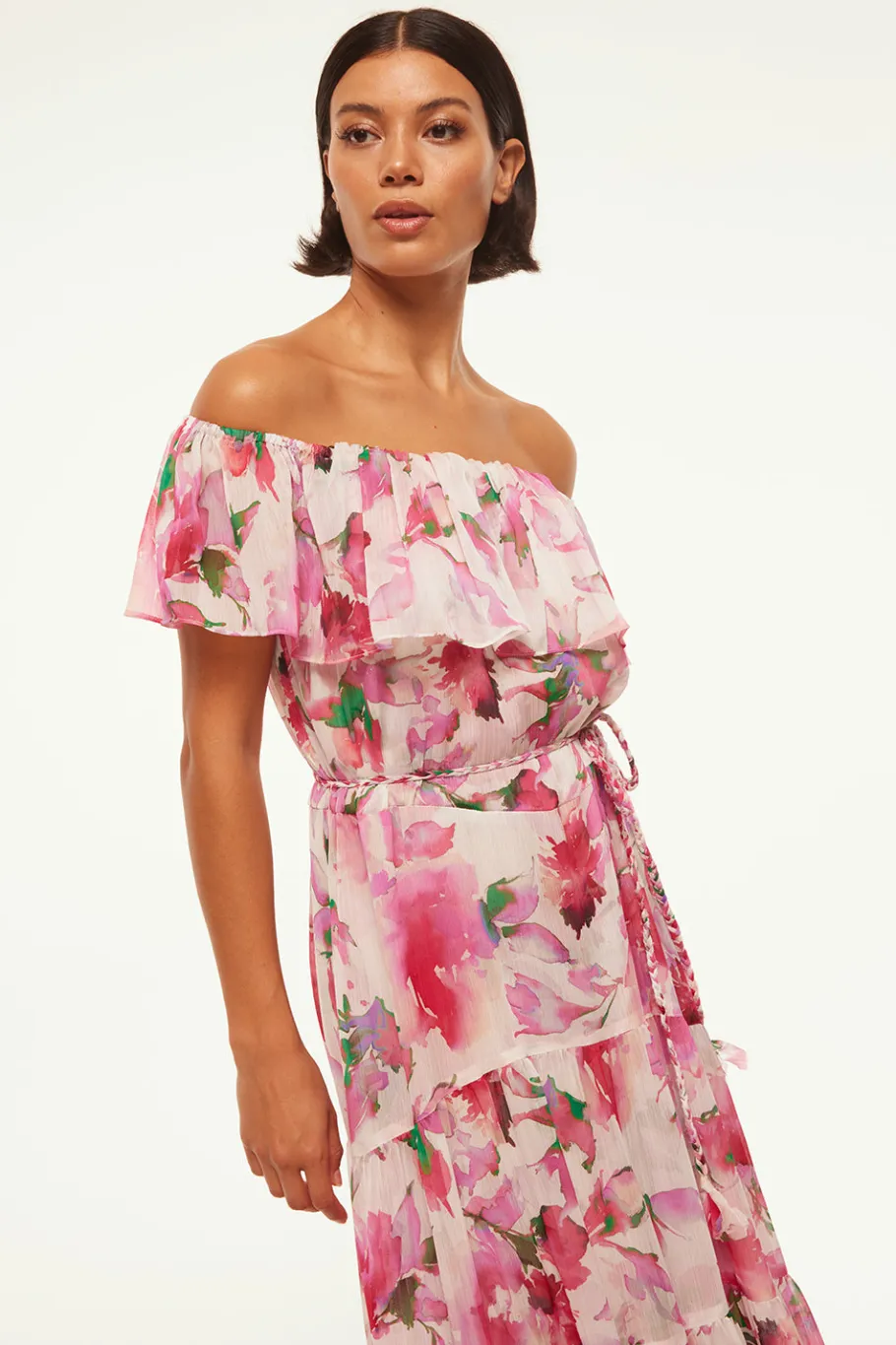 MISA Los Angeles Wedding Guest|Maxi>ESTELLA DRESS Gardenfuchsia