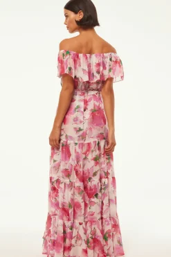 MISA Los Angeles Wedding Guest|Maxi>ESTELLA DRESS Gardenfuchsia