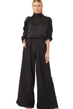 MISA Los Angeles Pants>FILIPPA PANT Blacksatin