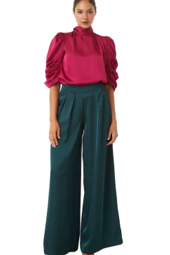 MISA Los Angeles Pants>FILIPPA PANT Emeraldsatin