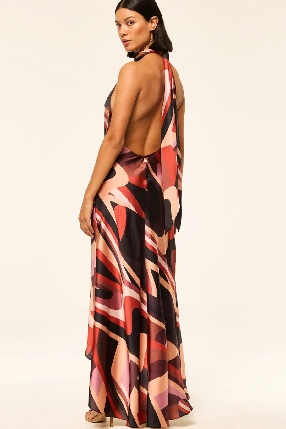 MISA Los Angeles Wedding Guest|Maxi>FIORE DRESS Canyonstripesatin