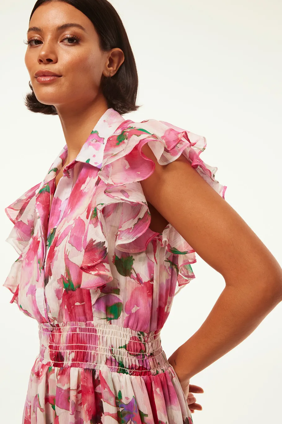 MISA Los Angeles Engagement Party|Midi>FLORENCIA DRESS Gardenfuchsia