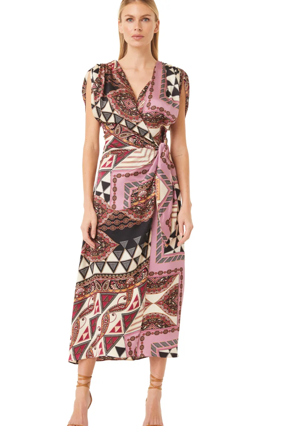 MISA Los Angeles Honeymoon|Midi>FRANCESCA DRESS Leonardopatchwork