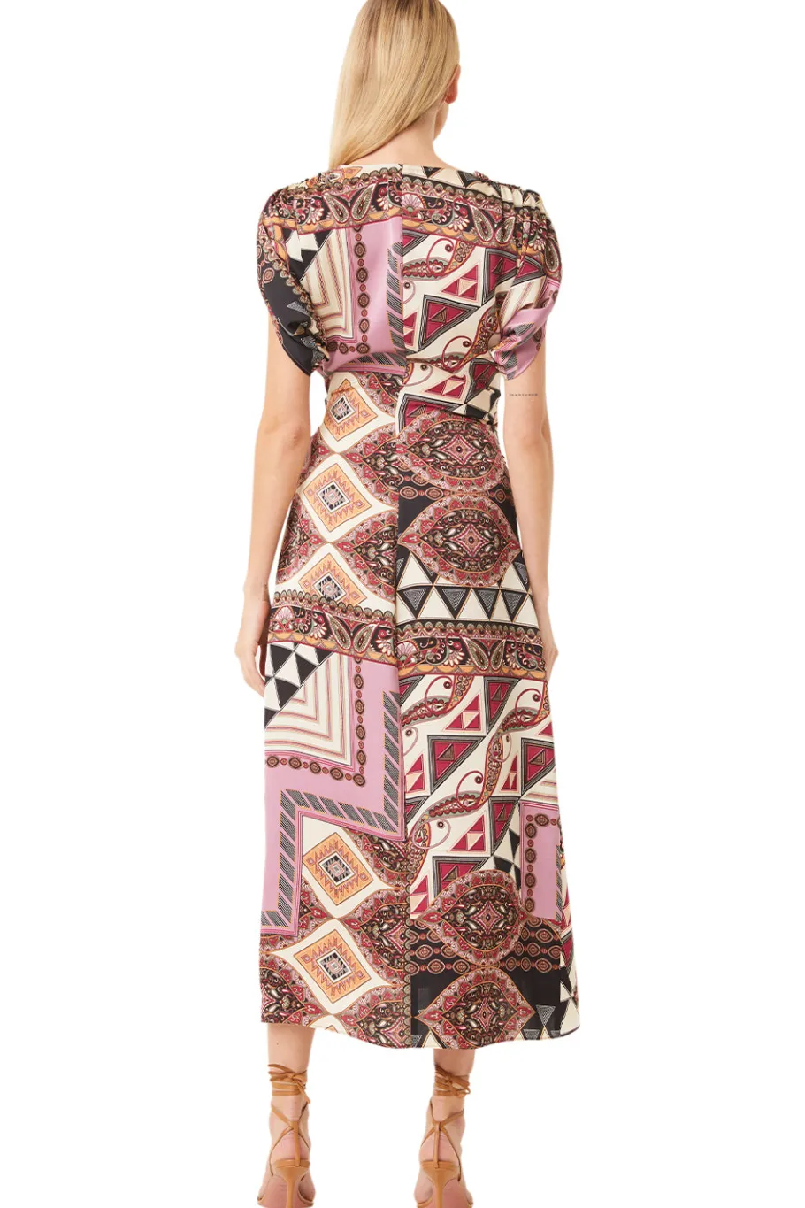 MISA Los Angeles Honeymoon|Midi>FRANCESCA DRESS Leonardopatchwork