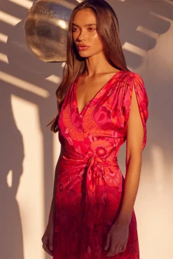 MISA Los Angeles Wedding Guest|Midi>FRANCESCA DRESS Floracorsicafuchsia