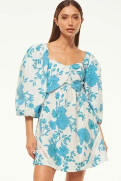 MISA Los Angeles Honeymoon|Mini>GIADA DRESS Turquoiseflorapoplin