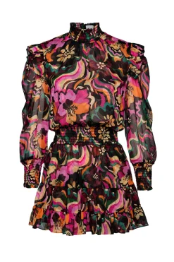 MISA Los Angeles Wedding Guest|Long-sleeve>GIANNA DRESS Floragroovechiffon