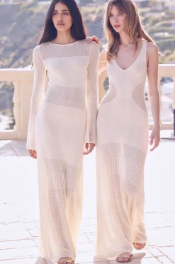 MISA Los Angeles Knit|Long-sleeve>IRENE DRESS Ivory